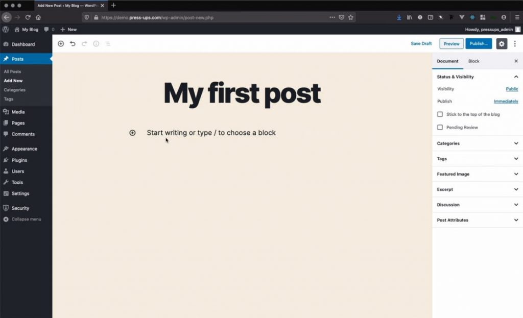 Screengrab of post editor screen